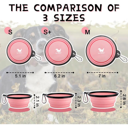 Collapsible Dog Bowls for Travel, 2-Pack Dog Portable Water Bowl for Dogs Cats Pet Foldable Feeding Watering Dish for Traveling Camping Walking with 2 Carabiners, BPA Free