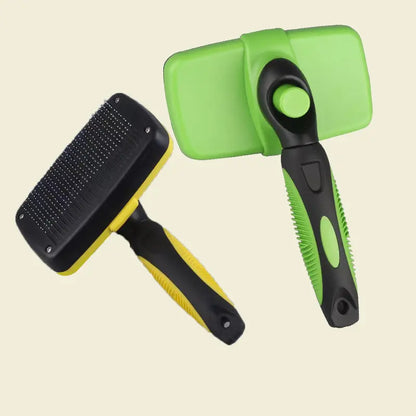 Self-Cleaning Pet Slicker Brush - 1-Click Release De-Shedding Tool with Soft Grip, Detachable Fur Grooming Brush Combs for Dogs & Cats, De-Shedding Combs